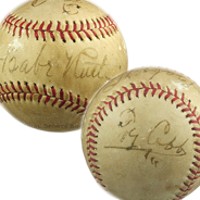 Babe Ruth Autographed Baseball | Ty Cobb Autographed Baseball